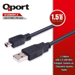 Qport 1.5M 5Pi̇n Kamera Usb 2.0 Şarj Data Kablosu (Q-Usbkm1.5)