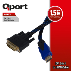 Qport 1.5M Dvi To Hdmi 24+1 Converter &Ccedil;Evi̇ri̇ci̇ Kablo (Q-Hdv)