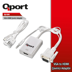 Qport Vga To Hdmi &Ccedil;Evi̇ri̇ci̇ + Ses Kablosu (Vga + Hdmi -) (Q-Vh)