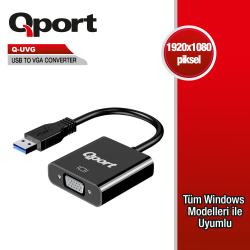 Qport Usb3.0 To Vga &Ccedil;Evi̇ri̇ci̇ (Q-Uvg)